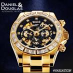 ショッピング自動巻き ダニエルアンドダグラス 腕時計 メンズ 機械式 自動巻 オートマチック ブランド DANIEL&DOUGLAS ゴールド ブラック ダイヤモンド 時計 金 高級