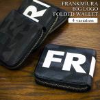 フランク三浦 ビッグロゴ ハーフウォレット 二つ折り財布 ラウンドファスナー レザー カモフラ 本革 YKKファスナー コンパクト メンズ財布 二つ折り