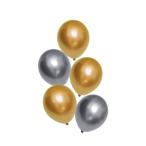(メール便5個まで) メタリックバルーン 5個入 アソート ゴールド、シルバー 12インチ 約30cm バルー