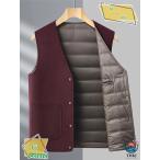 インナーダウン メンズ ダウンベスト スーツベスト あったか 防寒 インナー ビジネス 通勤 紳士着 20代 30代 40代 50代 ベーシック Vネック ボタン ジレ