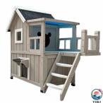  кошка house наружный для водонепроницаемый лестница имеется кошка vi la house домик для кошек 2 -этажное здание, дверь занавески имеется кошка. дом из дерева . атмосферостойкий 