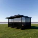 ユニットハウスプレハブ三面ガラス事...