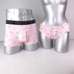 ペアパンツ カップル お揃い ペアルック 下着 男女 2点セット ピンク ピーチ 桃 PPK613