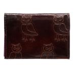 ( обновленный ) гора кожа ягненка футляр для карточек сова рисунок ( подпалина чай )( почтовая доставка соответствует )