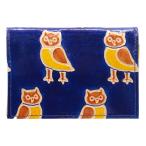 ( обновленный ) гора кожа ягненка футляр для карточек сова рисунок ( синий )( почтовая доставка соответствует )