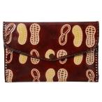 山羊革 財布パース ピーナッツ柄（こげ茶）(メール便対応)