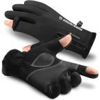 アウトドアグローブ フィッシンググローブ 防寒 360度防寒保温 最新防水強化 開閉式・2指出し防寒グローブ バイクグローブ 裏起毛・滑り止め・タッチパネル対応