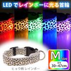  светится ошейник заряжающийся LED Rainbow леопардовая расцветка M шея .30~47cm люминесценция вечер прогулка собака товары для домашних животных авария предотвращение безопасность меры LED Rk394
