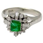  кольцо кольцо Pt850( платина ) изумруд 0.42* бриллиант 0.47ct [ полный размер ]12 номер б/у произведена отделка бесплатная доставка ломбард лот 
