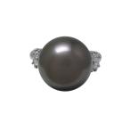  кольцо кольцо Pt900( платина ) черный жемчуг * бриллиант 0.27ct [ полный размер ]13 номер б/у бесплатная доставка ломбард лот 