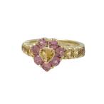 STAR JEWELRY Star Jewelry кольцо кольцо K18( Gold ) розовый турмалин * цитрин размер [ полный размер ]12.5 номер Heart б/у произведена отделка бесплатная доставка ломбард лот 