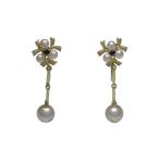 MIKIMOTO Mikimoto серьги K14( Gold ) жемчуг сапфир б/у произведена отделка бесплатная доставка ломбард лот 
