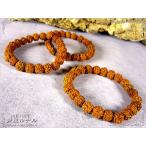 ルドラークシャ菩提樹の実ブレスレッド/5面チェームキー/9〜10mm