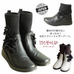 ベルパーチ  Belpaci インコルジェ 日本製 お花リブニット＆レザーブーツ ３Ｅ 厚底  エレガント  ブーツハーフ ミドル レザー 美脚 可愛い ブーツ レザー 黒