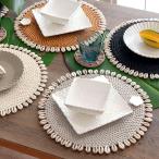 ショッピングランチョンマット ランチョンマット ラウンド ラタン製 シェル付き 径約34cm 13