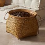 ショッピングかご かご バスケット 収納 天然素材 持ち手付き ラタン 竹 ランドリー カゴ バンブー 北欧 アジアン雑貨 バリ島 おもちゃ キッチン 玄関 おしゃれ インテリア 14202