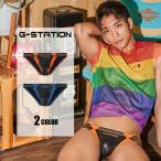 G-Station/ジーステーション フェイクレザー フロント立体縫製 海水パンツ 海パン 競泳水着 ビキニ型スイムウェア