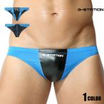 G-Station/ジーステーション バイカラー フェイクレザー 海水パンツ 海パン ビキニ型スイムウェア スイムウェア メンズ 男性水着 ハーフバック