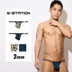 メンズTバック G-Station/ジーステーション 柄プリント ヒョウ柄 不規則ライン柄 凸フロント 立体縫製 下着 インナー ローライズ