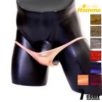 【La-PommeHomme/ラポーム・オム】 ユニセックス メタリック 脇重ね Tバック 下着 メンズ アンダーウェア パンツ 男女兼用 光沢