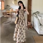 夏ワンピース フレアワンピース キャミソールワンピース リゾートワンピース aラインワンピース 花柄ワンピース 可愛いエレガント 海 ビーチ 通学通勤 おしゃれ