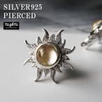 ピアス シルバー925 メンズ レディース ゴールドルチル サンマーク 太陽 ルチルクォーツ 天然石 good vibrations グッドバイブレーション
