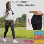 ウオーキングレギンス　テーピング圧着設計　10文丈　サイズＭ−Ｌ　ブラック　骨盤サポートヒップアップ、太もも、足首引き締め　防菌防臭吸汗加工