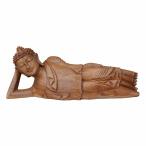 ブッダの木彫り 涅槃像　33cm　 スワール無垢材　木製仏像　 No.787