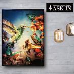 クリスタルアート　ハチドリ389　アートパネル 51x61cm 写真 おしゃれ キラキラ ゴージャス バード 鳥