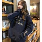 パーカー レディース トレーナー フード付き 裏起毛 ス 字母柄 ゆる チュニック 体型カバー プルオーバー カジュアル