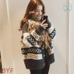 【タイムセール】カーディガン レディース 長袖 ス ニット ブルー レッド グレー カウチン フェミニン 羽織 ロング