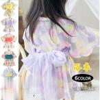 浴衣 子供 2点セット 韓国子供服 カジュアル キッズ 女の子 セパレート キャミワンピ リボン レトロ 花火 子供 浴衣 夏 90 100 110 120 130