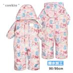 (送料無料)ジャンプスーツ 綿入り ねこ柄 撥水 ベビー キッズ 子供 女の子   スノーコンビ
