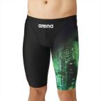 【1点までメール便可】 [arena]アリーナ メンズ競泳用承認水着 レーシングスパッツ(ハーフレッグ) (AS6FRC72M)(BKGR) ブラックＸグリーン