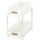 ●激安●収納棚 スライドトレー 2段(スリム)「Purecle(ピュアクル)」ホワイト 日本製