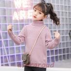 ショッピング韓国子供服 ニットトップス 韓国子供服 Bee カジュアル キッズ 女の子 無地 ニット地 タートルネック セーター プルオーバー 秋 冬