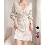ニットミニワンピース 韓国ワンピース秋冬