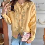 ニット 長袖 カーディガン セーター ニットカーデ コート レディース 秋冬 花柄 体型カバー ゆったり 大きいサイズ 前開け 30代 通勤 通学 可愛い 秋 冬 40代