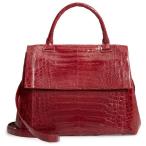 ナンシーゴンザレス カットソー トップス レディース Nancy Gonzalez Medium Sophie Genuine Crocodile Top Handle Bag Red Shiny