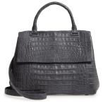 ナンシーゴンザレス カットソー トップス レディース Nancy Gonzalez Medium Sophie Genuine Crocodile Top Handle Bag Charcoal Shiny