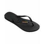 ショッピングhavaianas ハワイアナス サンダル シューズ レディース Women's Slim Logo Metallic Slip On Sandals Black, Golden