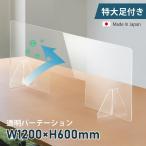 期間限定特価 [あすつく][日本製] 透明アクリルパーテーション W1200×H600mm W300mm窓付き  特大足付き fpc-12060-m30