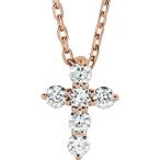 特別価格14K Rose Gold 1/6 Ctw Diamond Cross Necklace好評販売中