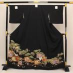 【お仕立て上がり】着物 正絹胴裏 黒留袖 松竹梅と鶴 M寸 あすかや [商品番号pt2293]