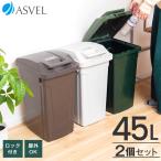 ゴミ箱 おしゃれ 屋外 分別 SP ハンドル ペール 45リットル 2個 セット アスベル ダストボックス 大容量 45l 45L 蓋付き カラス対策 ベランダ 資源ゴミ ごみ箱