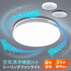 シーリングファンライト 空気清浄機能付き 8〜12畳 音声操作 調光調色 LED 薄型 省エネ 空気循環 羽なし サーキュレーター 天井照明 電気 北欧 新生活 エムール