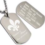 ドッグタグ ネックレス 両面 スカル ドクロ ユリの紋章 ハート シルエット 名入れ 文字入れ ID タグ メッセージ 連絡先 名前入り 刻印 彫刻 記念日 誕生日