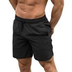 Musgneerマスリエ ショートパンツ メンズ スポーツ トレーニングウェア 短パン ファスナー付き ハーフパンツ ブラック 2XL