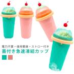 かき氷機 アイスクリームメーカー 電気不要 手動 保冷 フローズン器 シャーベット カップ 蓋 スブーン ストロー付き スラッシュシェイクメーカー ス