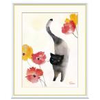 額絵 カーネーションと黒猫 榎本早織 61x49.5cm 三幸